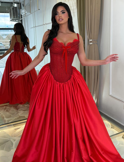 Glitter Corset Satin Ball Gown