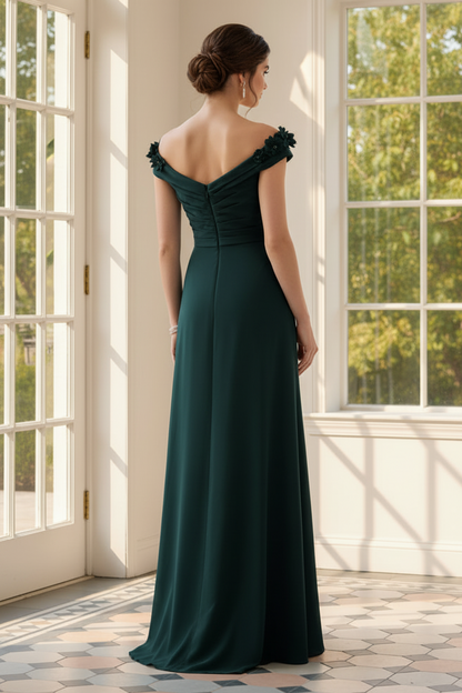 Off-Shoulder Ruched Column Gown