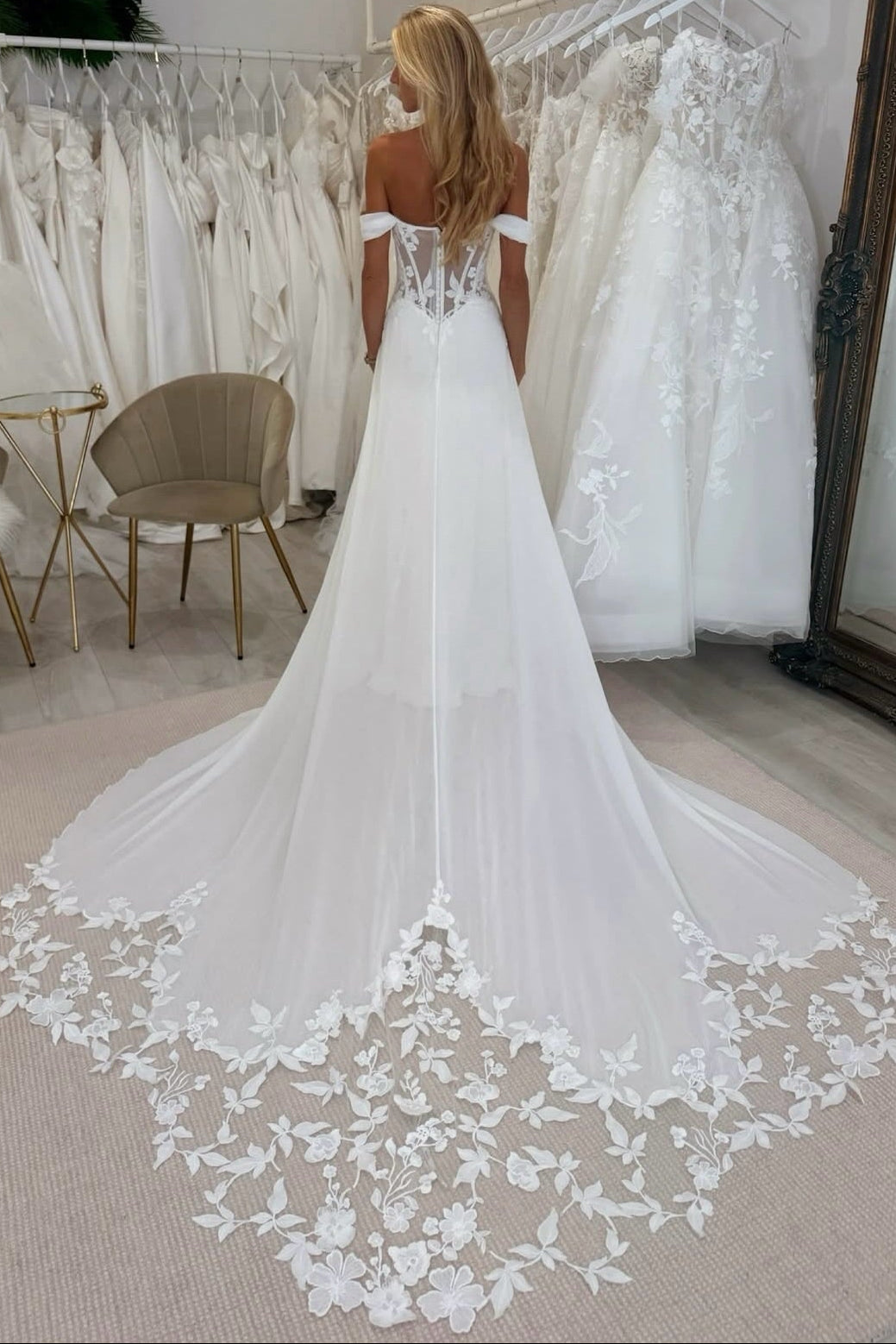 Off-the-Shoulder Corset A-Line Wedding Dress