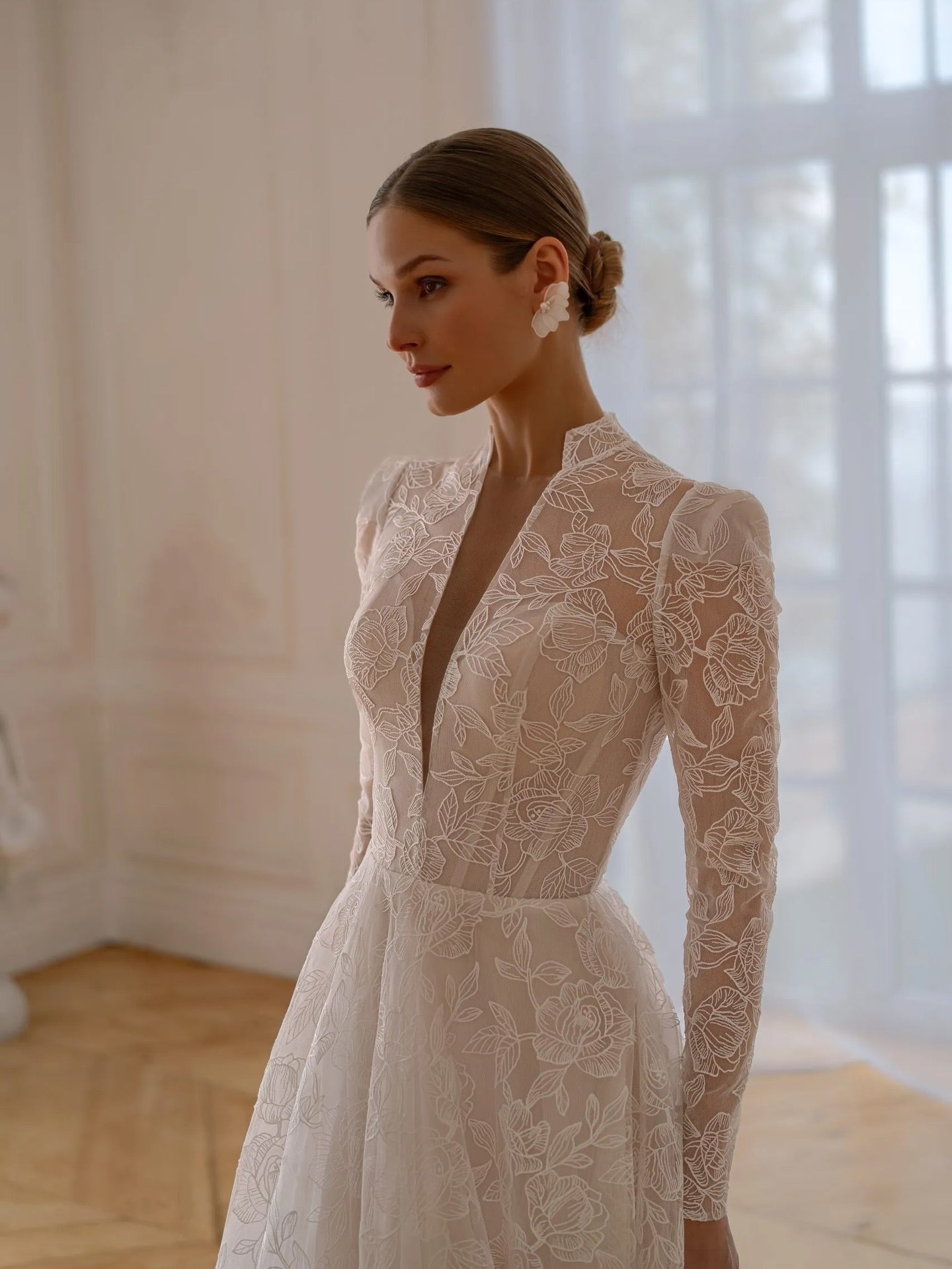 Illusion Lace Long Sleeve A-Line Wedding Dress