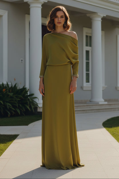 Asymmetrical One-Shoulder Satin Evening Gown