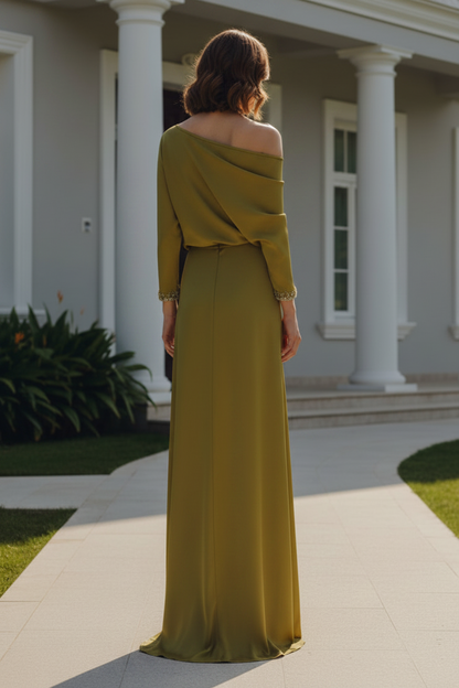 Asymmetrical One-Shoulder Satin Evening Gown