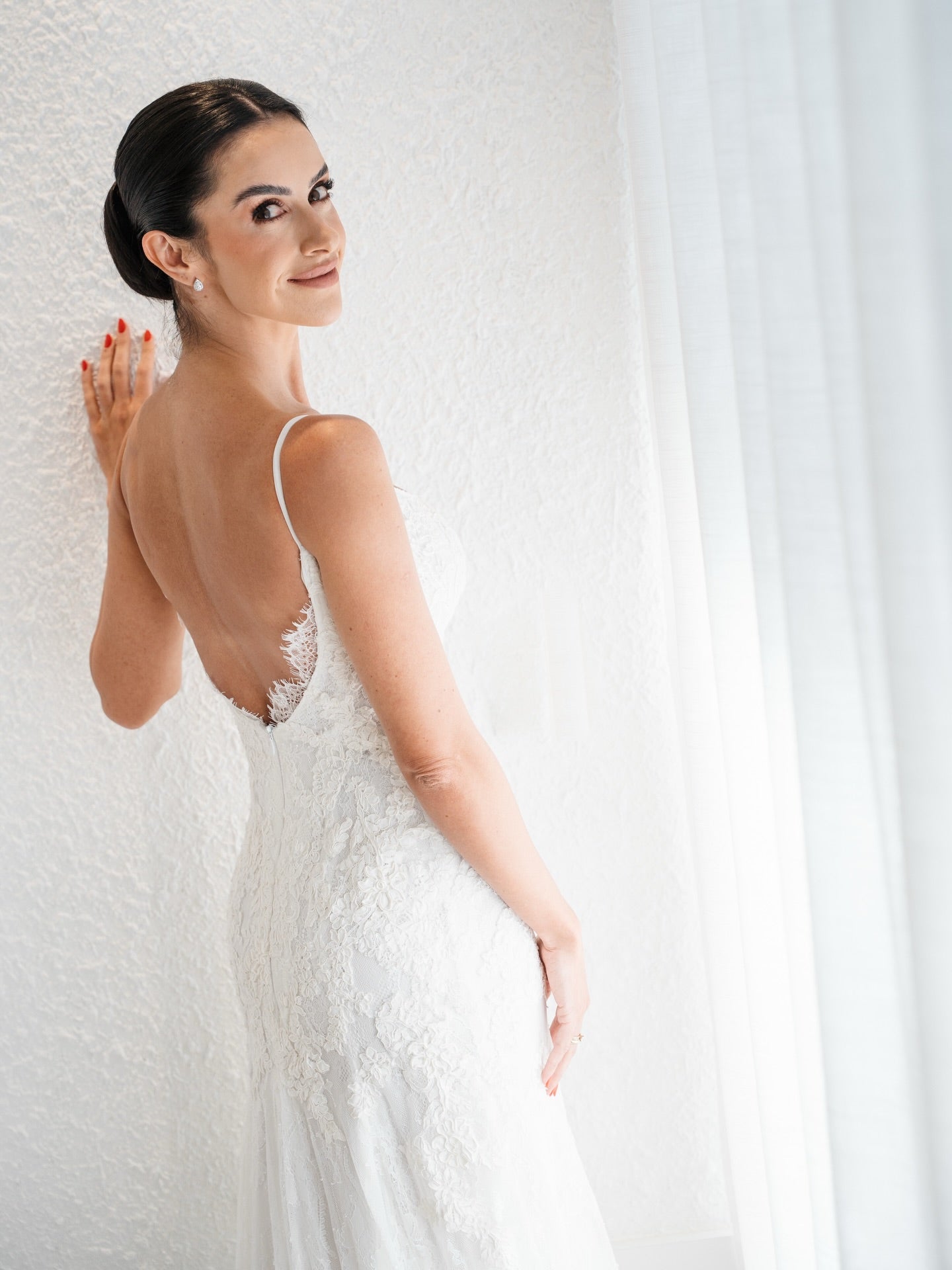 Lace Fit and Flare Wedding Dress with Low Back