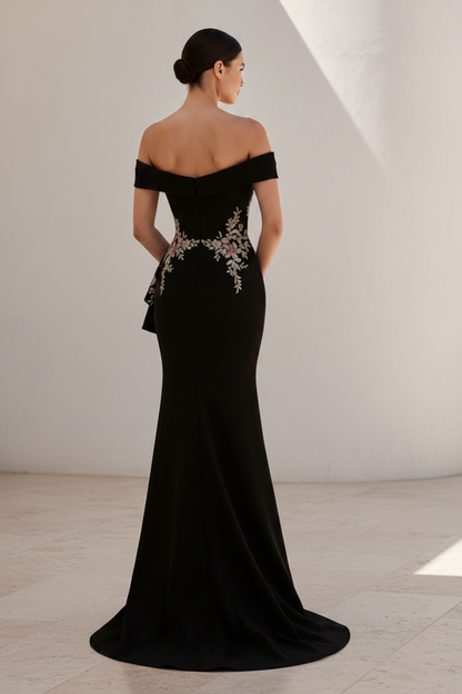 Off-Shoulder Embroidered Mermaid Gown