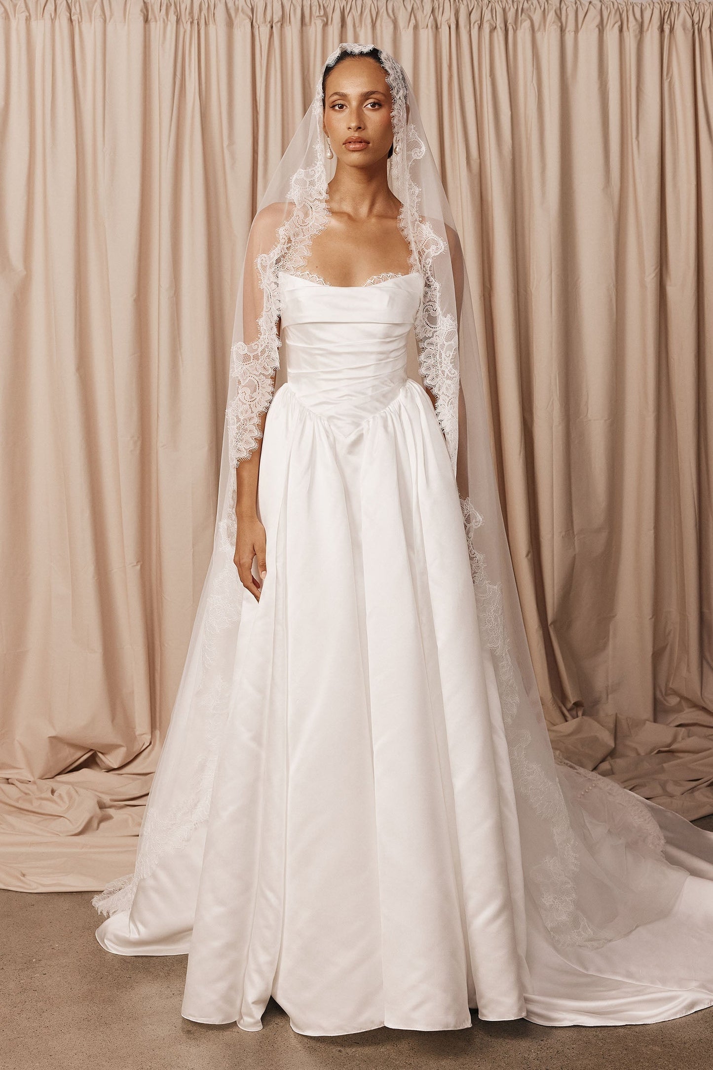 Strapless Satin A-Line Wedding Dress with Button Back