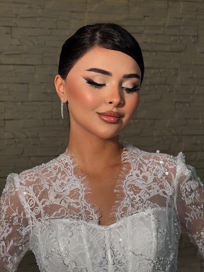 Lace Long Sleeve Corset A-Line Wedding Dress