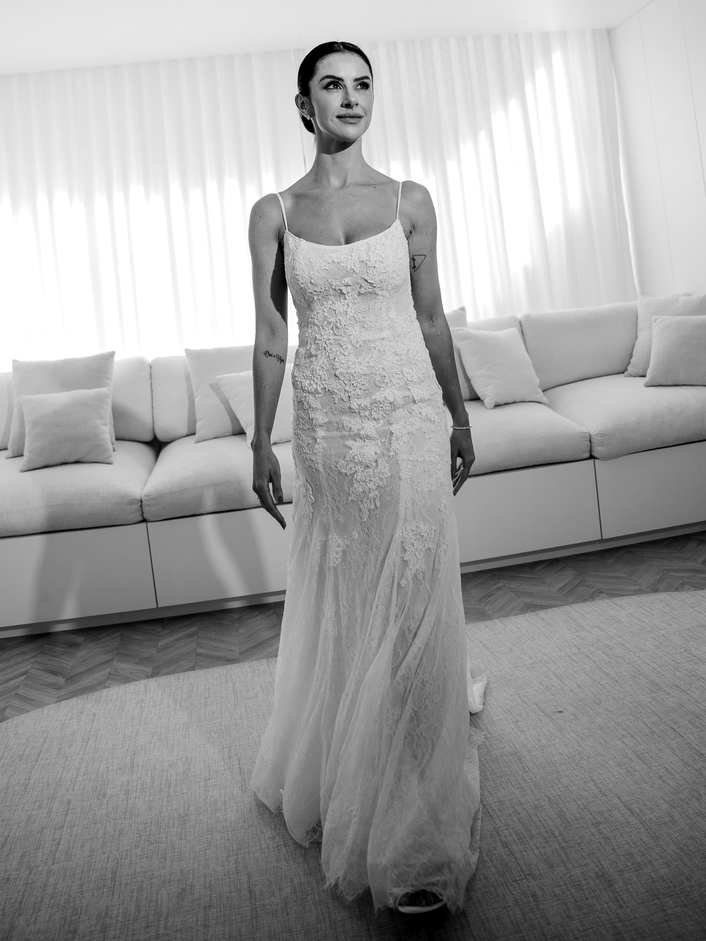 Lace Fit and Flare Wedding Dress with Low Back
