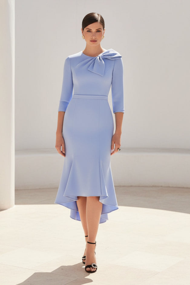 Asymmetrical Midi Trumpet Mother of the Bride Dress