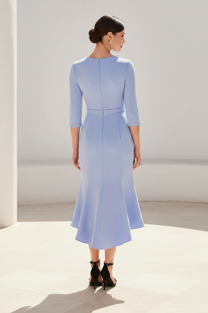 Asymmetrical Midi Trumpet Mother of the Bride Dress