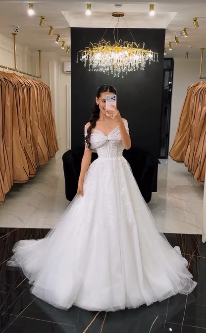 Corset Tulle Ball Gown Wedding Dress