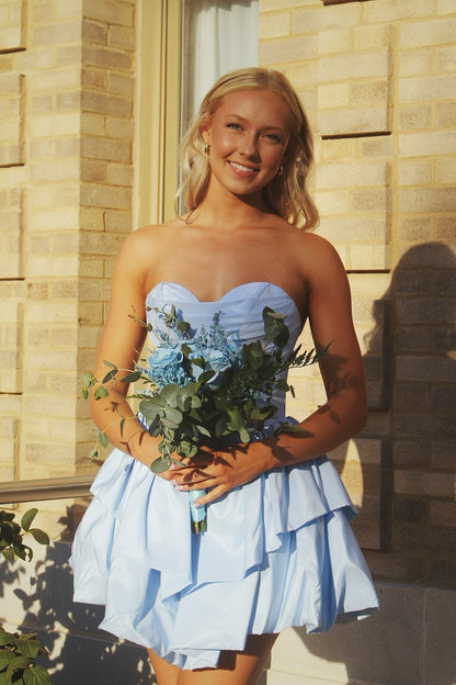 Strapless Sweetheart Tiered Corset Mini Dress