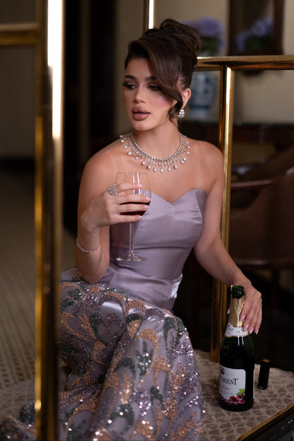 Strapless Corset Sequin Evening Gown