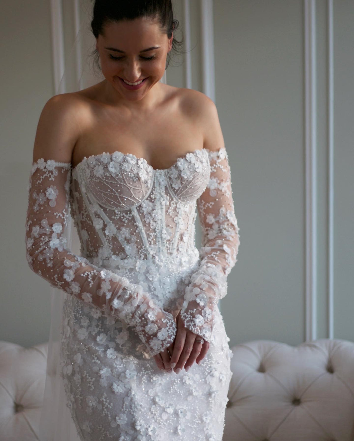 3D Floral Corset Mermaid Wedding Dress
