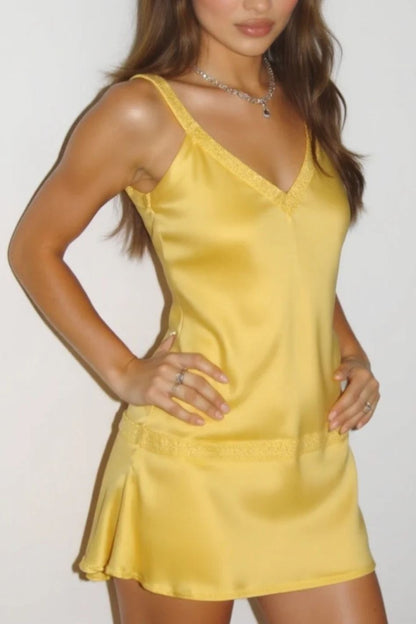 Satin Crisscross Open Back Mini Dress