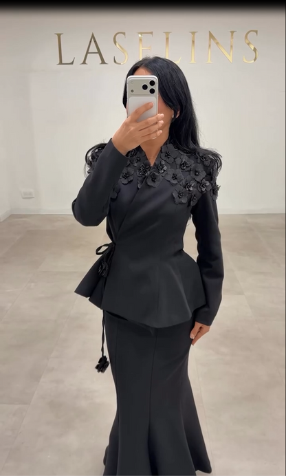 Peplum Jacket and Mermaid Skirt Two-Piece Set