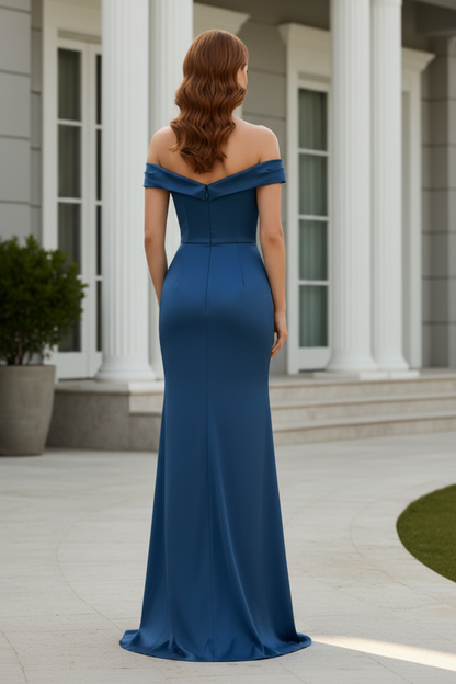 Off-Shoulder Ruffle Evening Gown