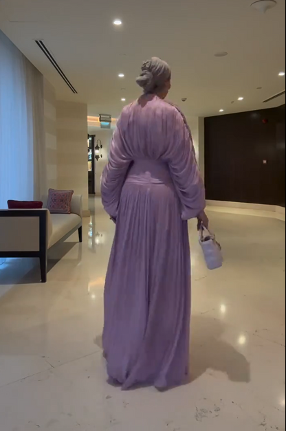 Pleated Batwing Sleeve Maxi Dress