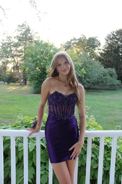 Strapless Sweetheart Corset Satin Mini Dress