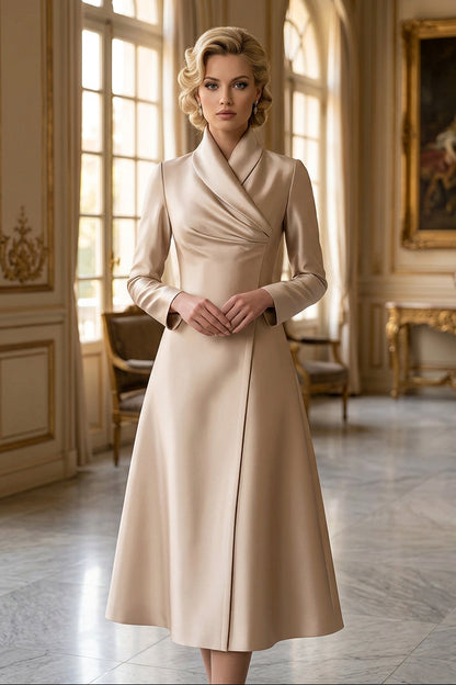 Collared Wrap A-Line Midi Coat Dress