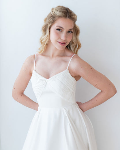 Minimalist Satin A-Line Wedding Dress with Pockets
