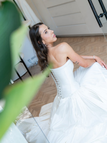 Strapless Corset Tiered Ball Gown Wedding Dress