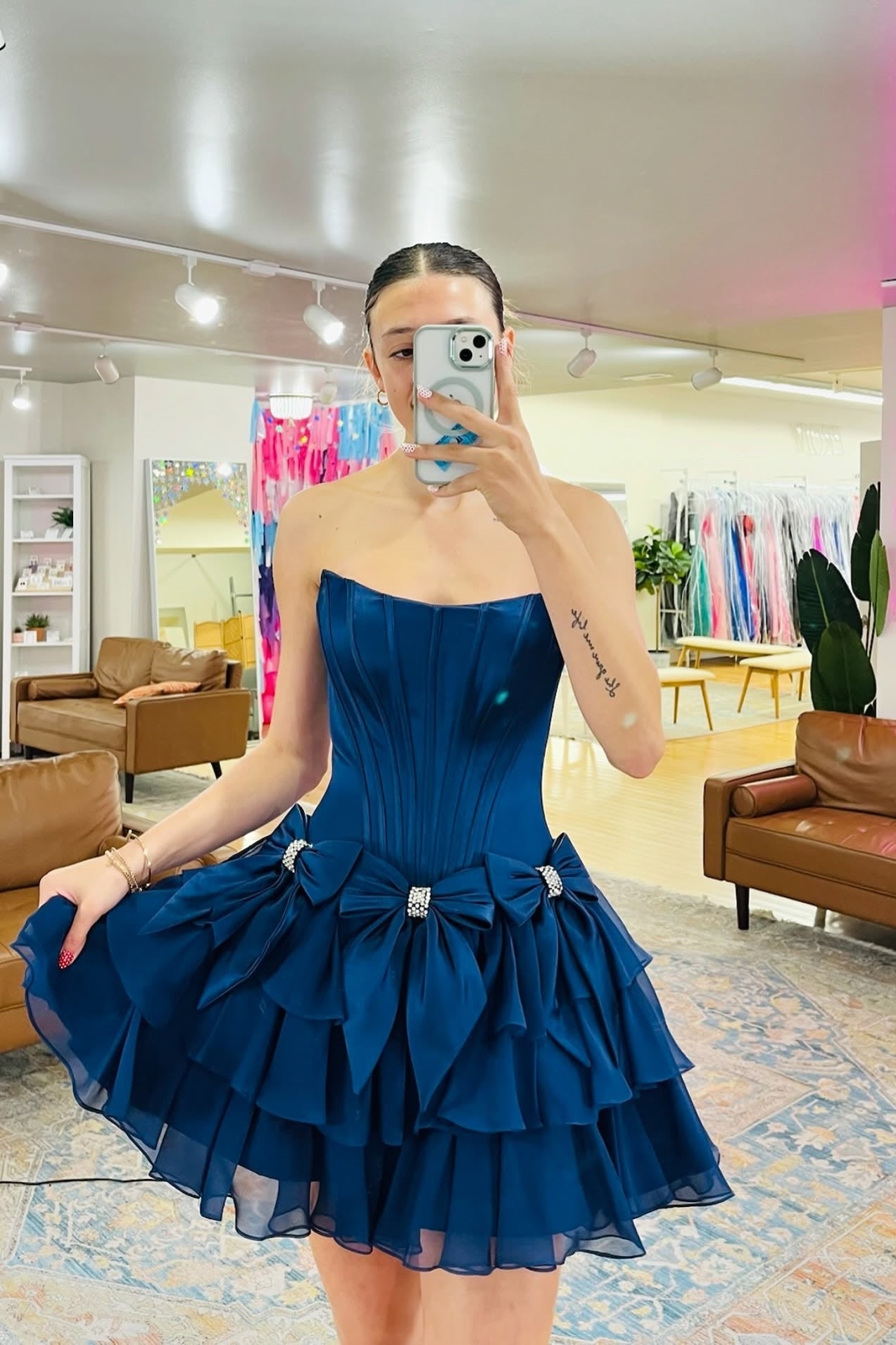 Strapless Corset Ruffled Mini Homecoming Dress