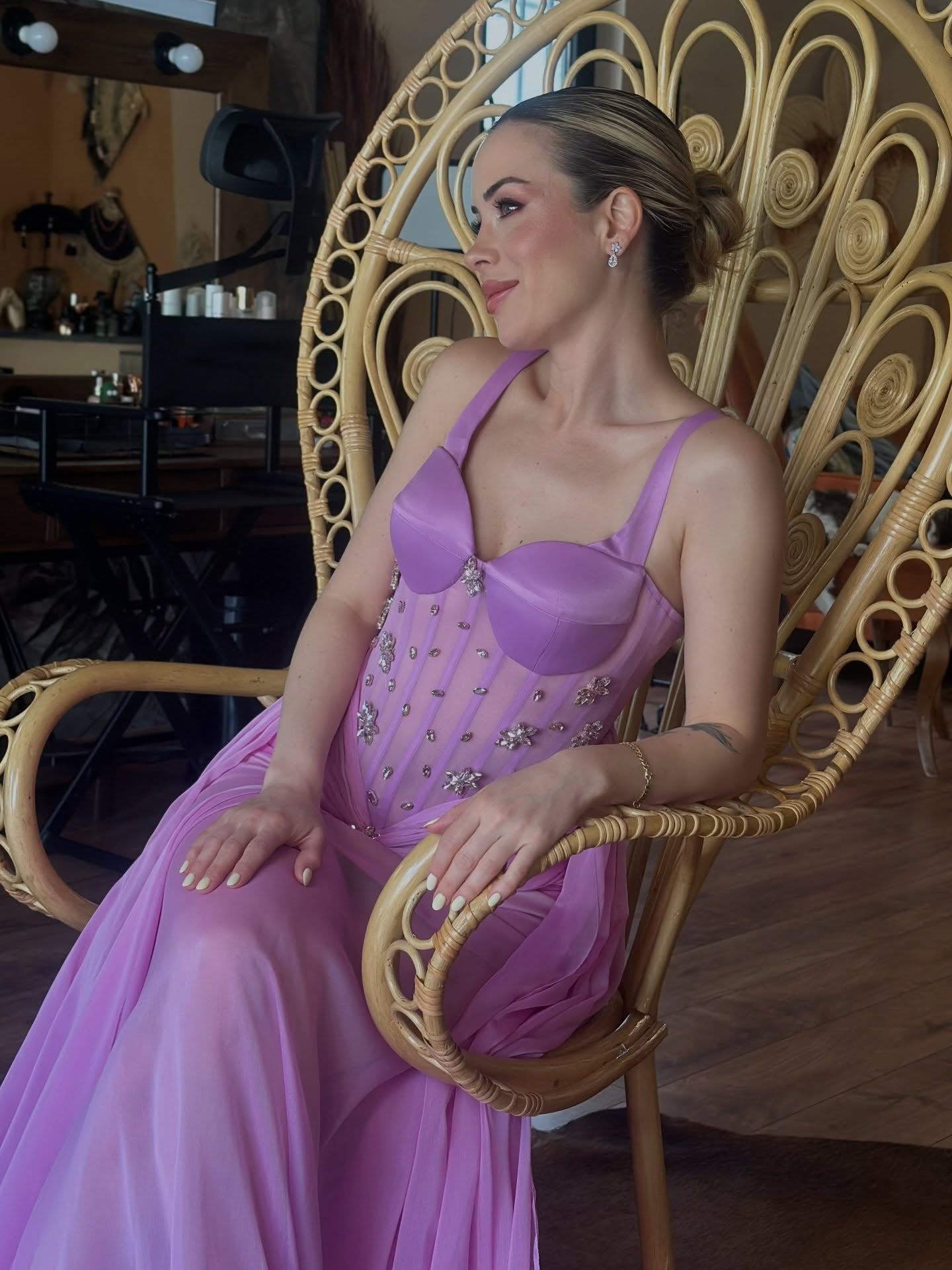 Corset Sweetheart Chiffon Evening Gown with Draping