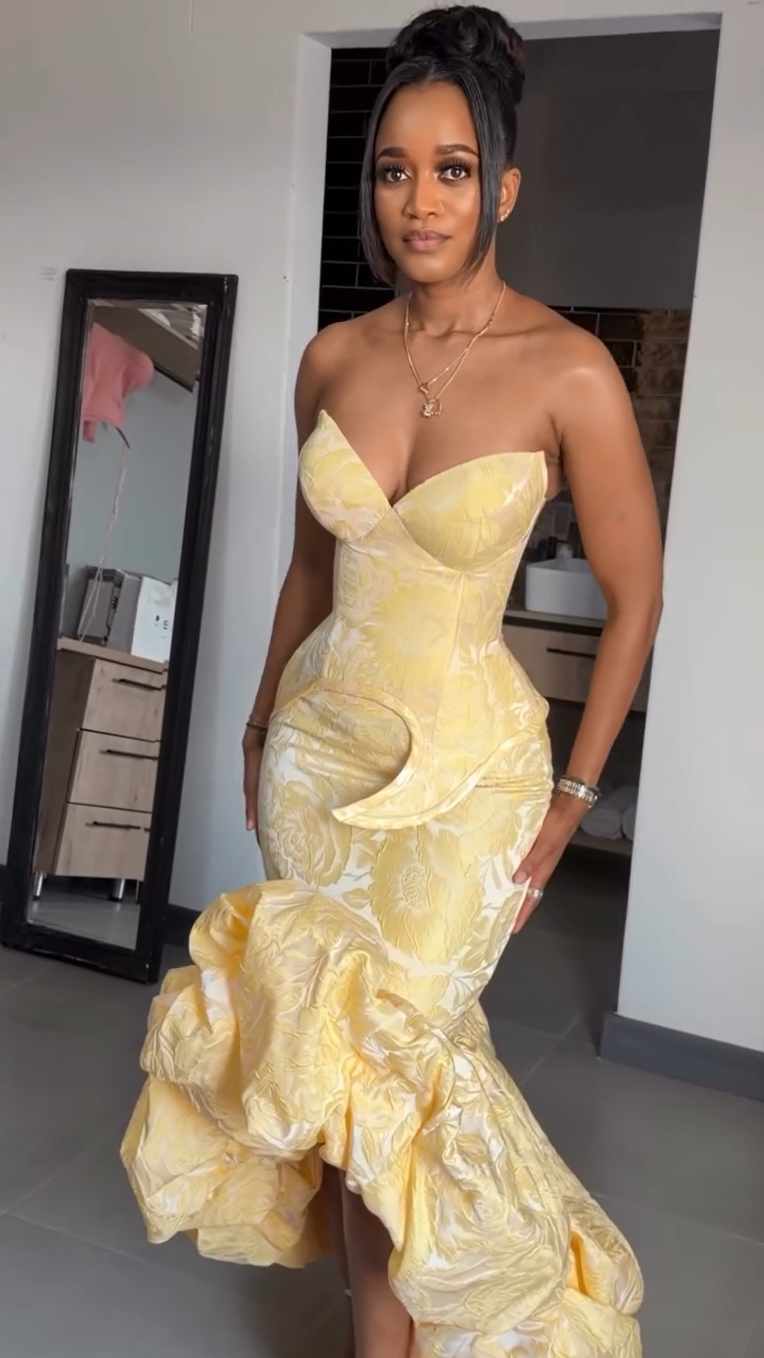 Strapless Jacquard Peplum Mermaid Dress