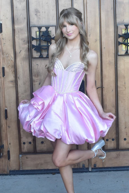 Sweetheart Strapless Corset Bubble Mini Dress