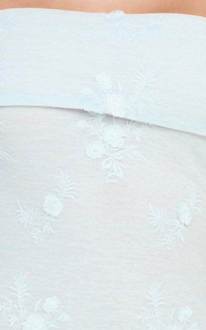 Off-the-Shoulder Floral Embroidered Mini Dress