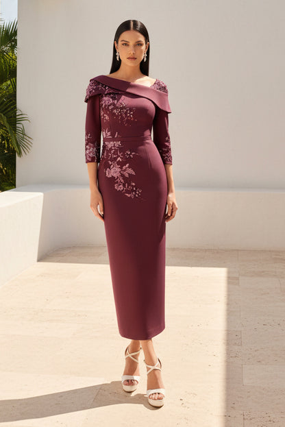 Asymmetrical Embroidered Ankle-Length Dress