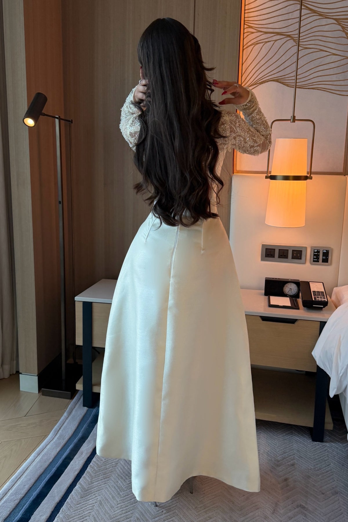 Beaded Long Sleeve A-Line Formal Gown