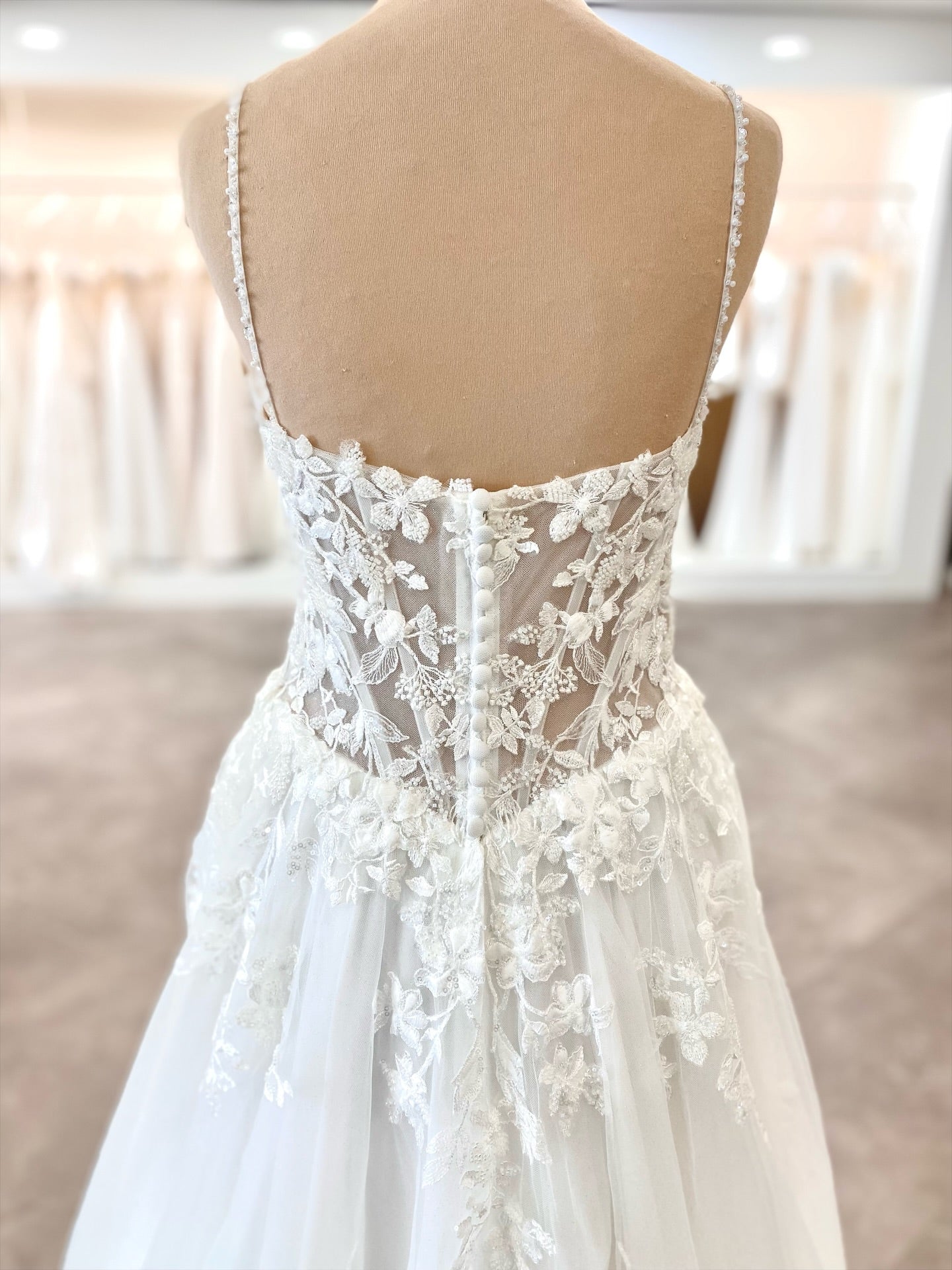 Lace Applique A-Line Wedding Dress with Corset Bodice