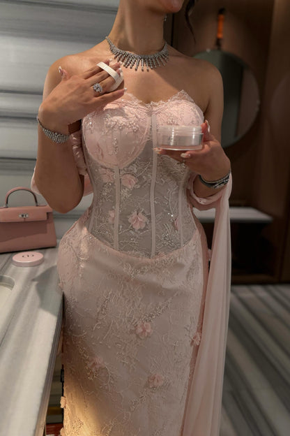 Corset Sweetheart Off-The-Shoulder Column Gown