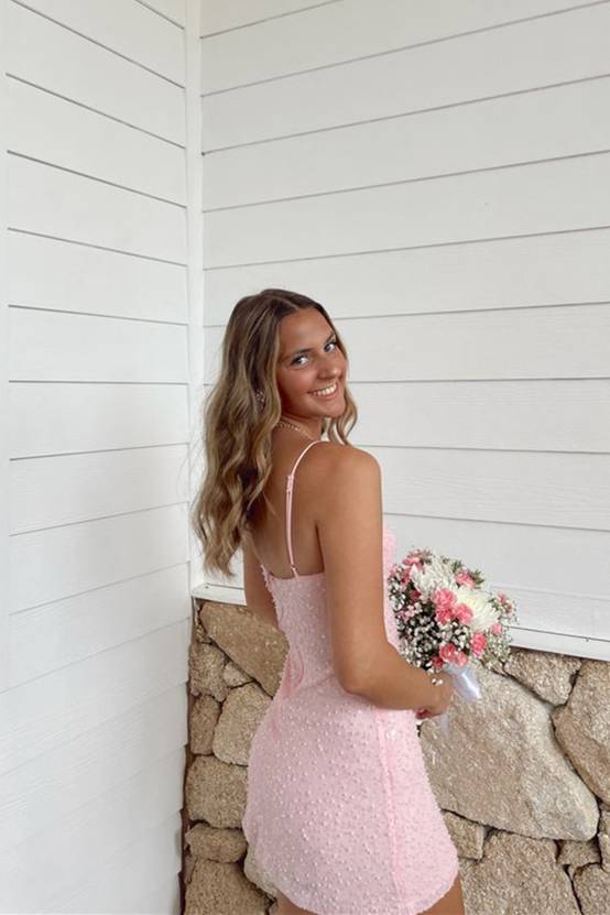 Sweetheart Pearl Embellished Bodycon Mini Dress