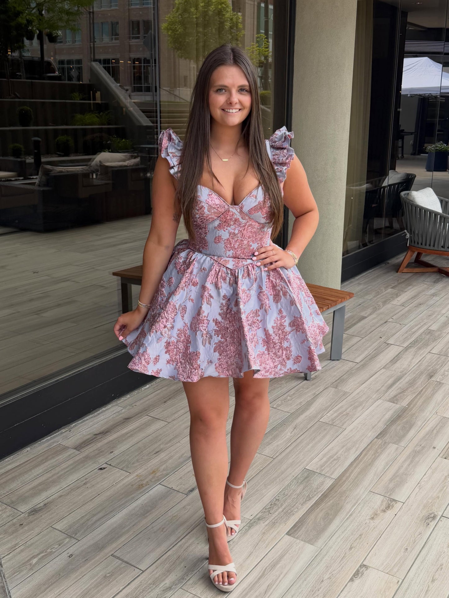 Sweetheart Corset Jacquard Mini Dress
