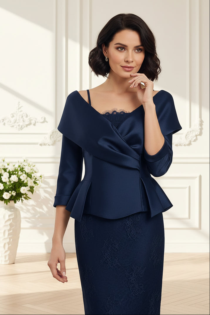 Elegant Peplum Jacket & Lace Mother of the Bride Dress – VOAND