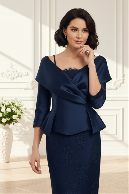 Elegant Peplum Jacket and Lace Evening Gown