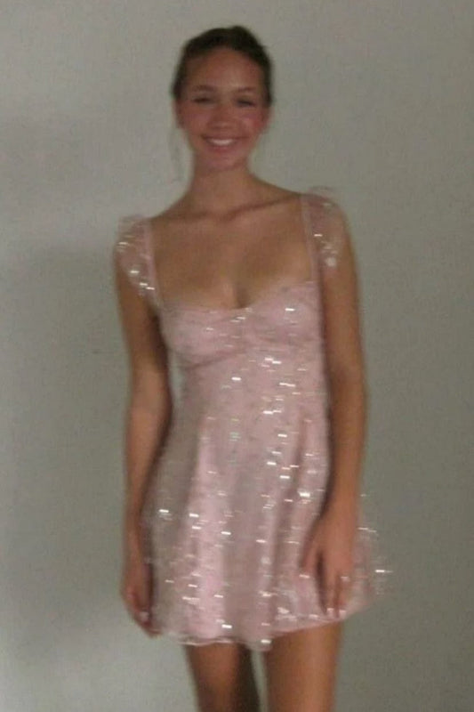 Sparkling Tulle A-Line Homecoming Mini Dress