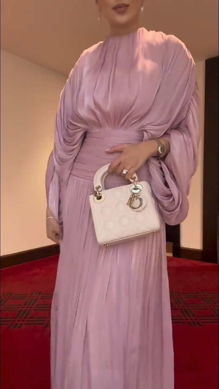 Pleated Batwing Sleeve Maxi Dress