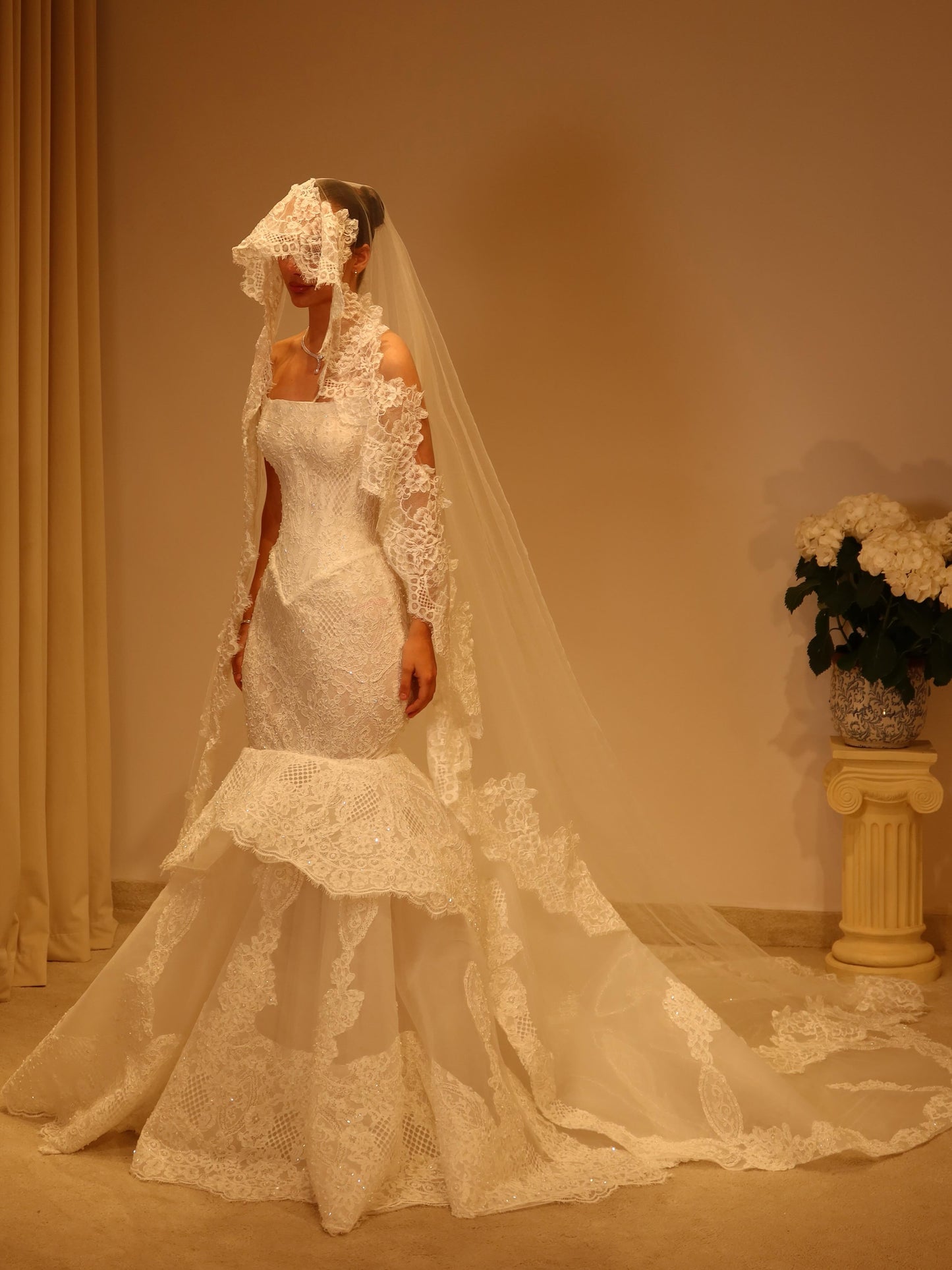 Strapless Lace Mermaid Corset Wedding Dress
