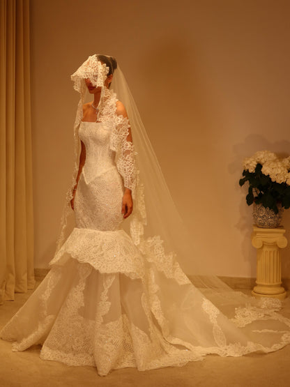 Strapless Lace Mermaid Corset Wedding Dress