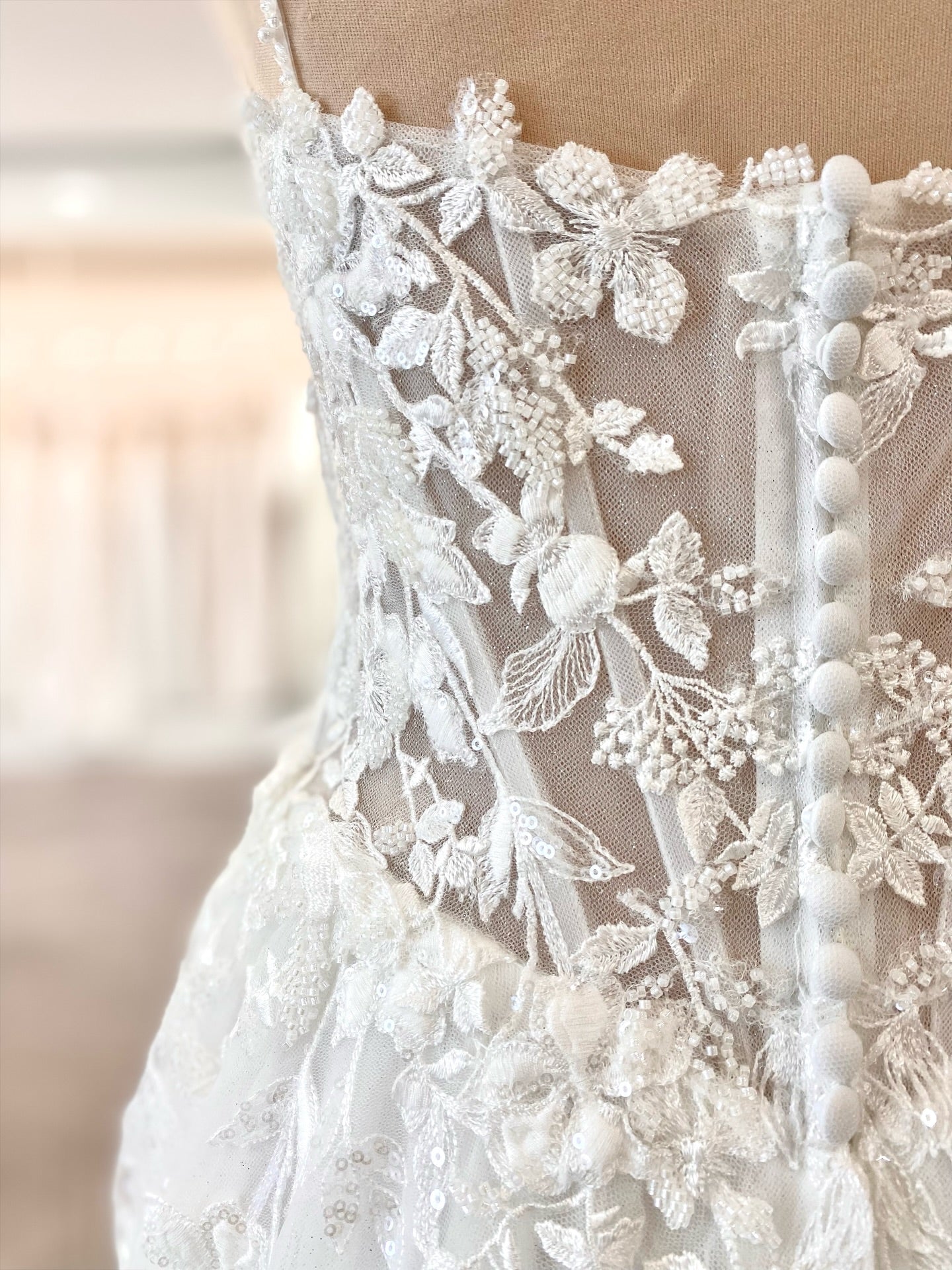 Lace Applique A-Line Wedding Dress with Corset Bodice