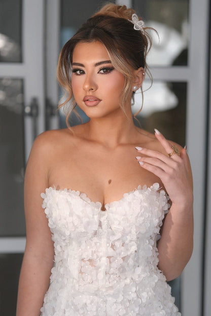 Strapless 3D Flower Corset Mini Dress