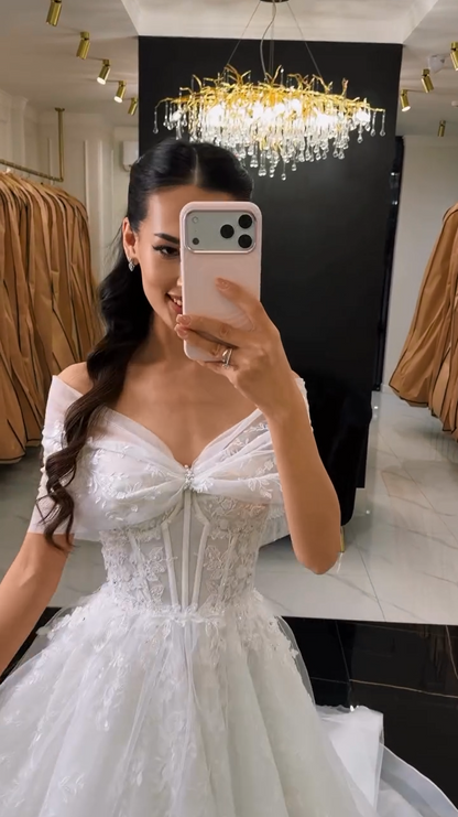 Corset Tulle Ball Gown Wedding Dress