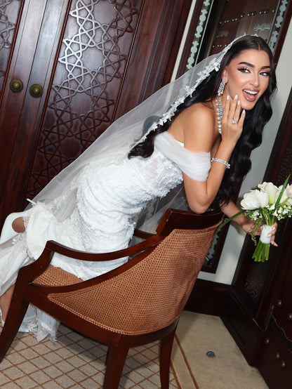 Corset Lace Mermaid Wedding Dress with Train