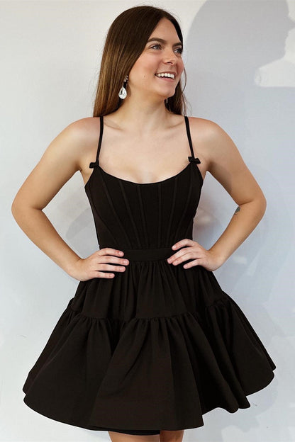 Tiered Satin Corset Mini Dress with Ruffles
