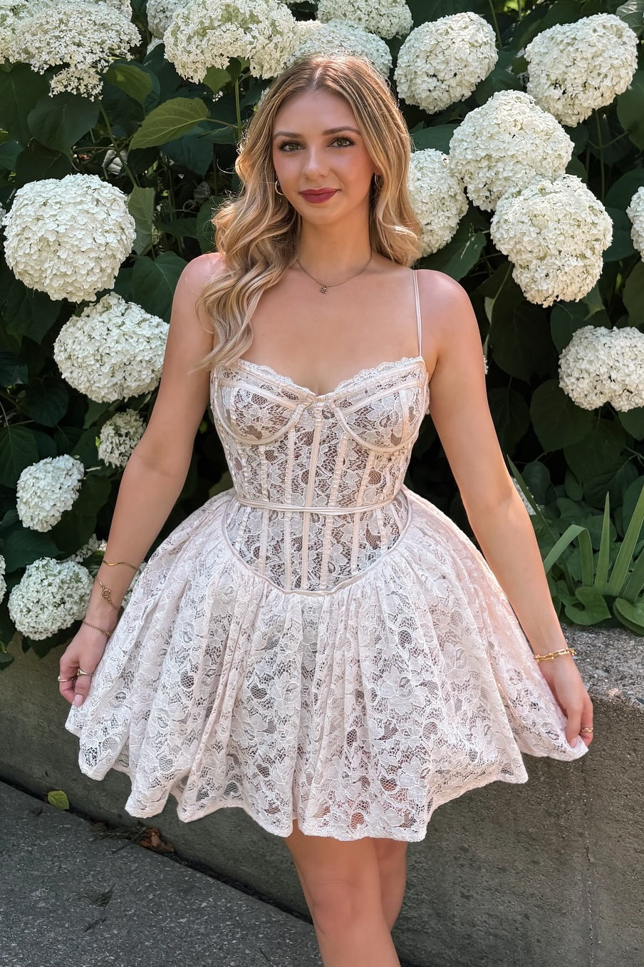 Sweetheart Corset Lace A-Line Mini Dress