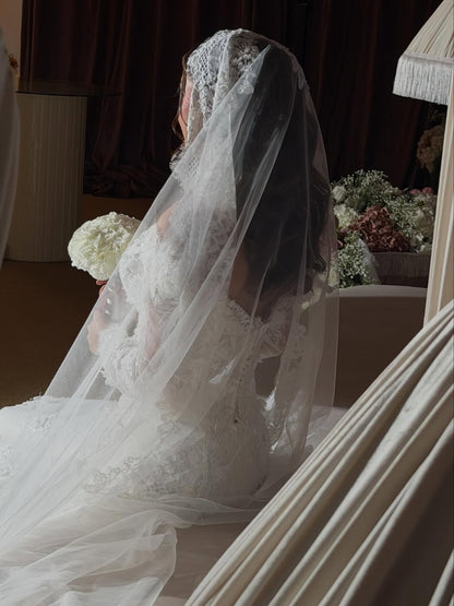 High Neck Lace Mermaid Wedding Dress with Corset