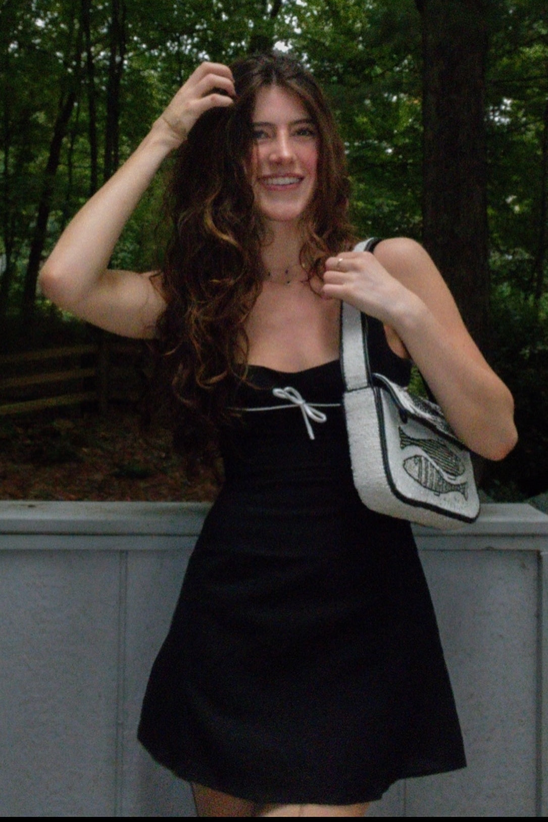 Square Neck Mini Dress with Bow Detail